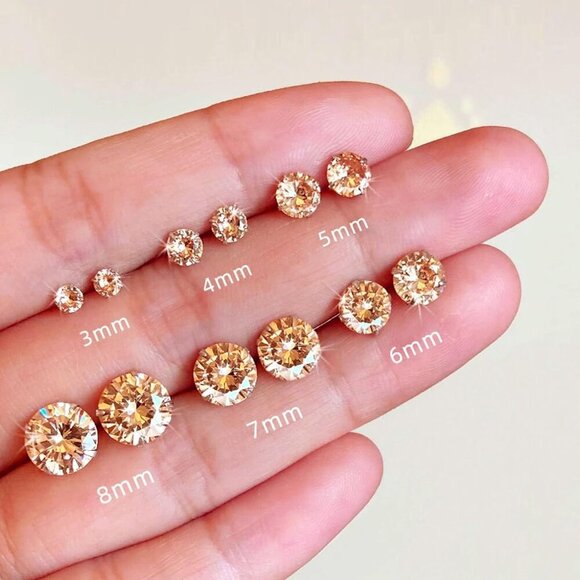 Perfect Gift: 6 Pairs of Hypoallergenic CZ Earrings - 3-8mm in Premium Steel - Picture 7 of 8